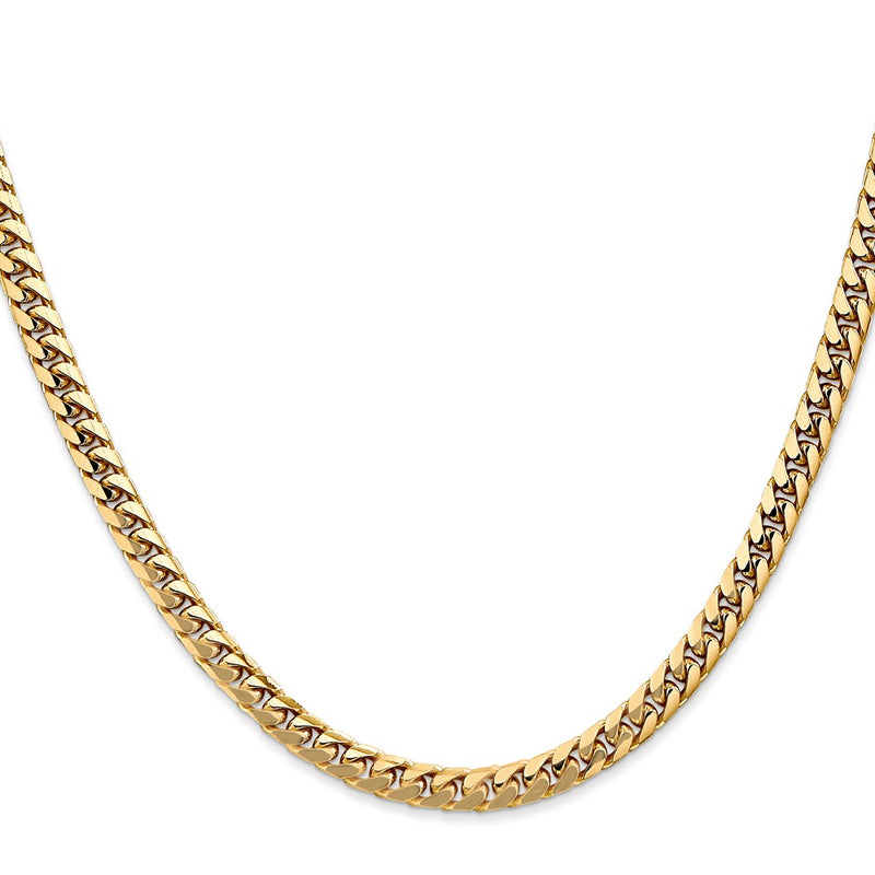24 Inch 10K Yellow Gold 4.3mm Solid Miami Cuban Chain Necklace