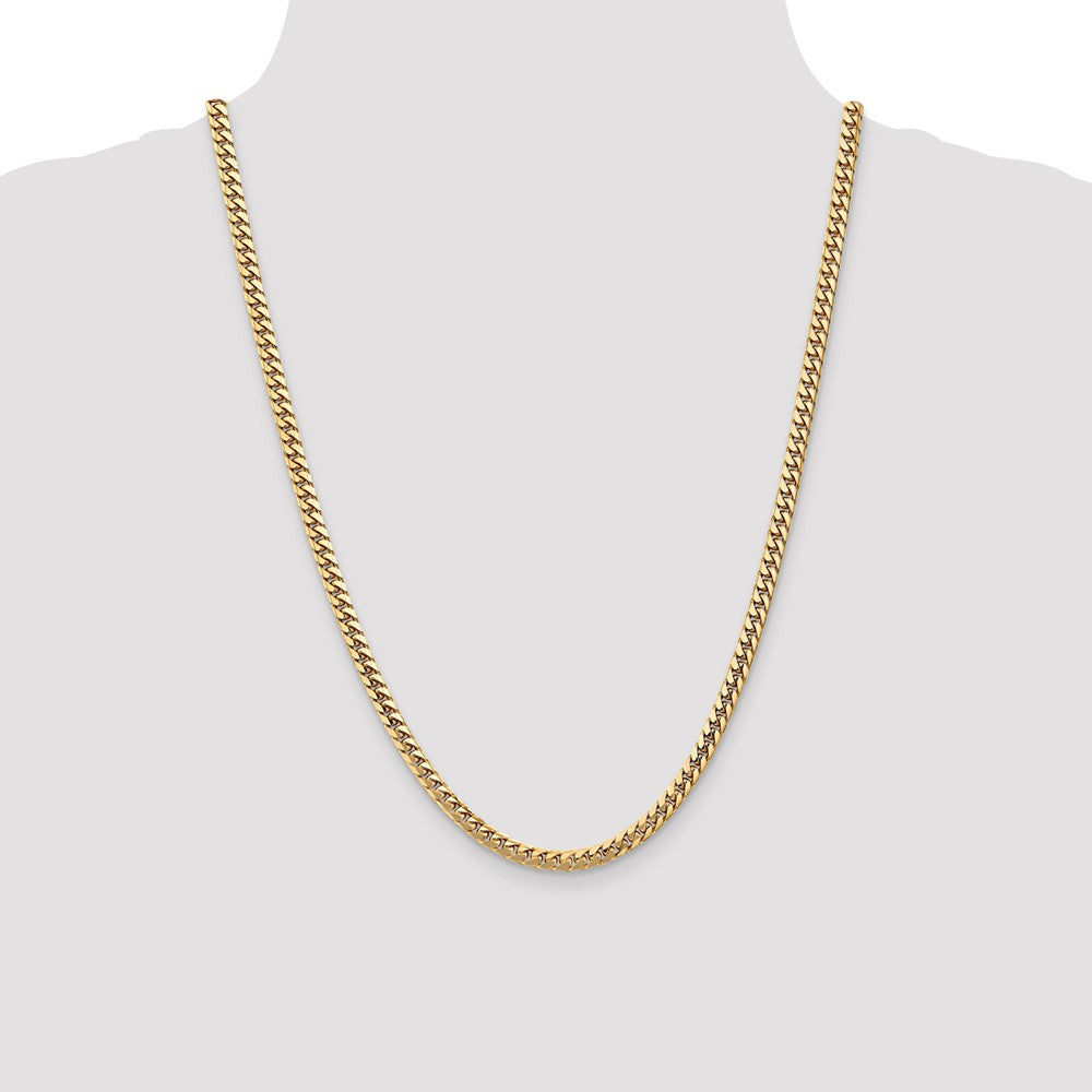 24 Inch 10K Yellow Gold 4.3mm Solid Miami Cuban Chain Necklace