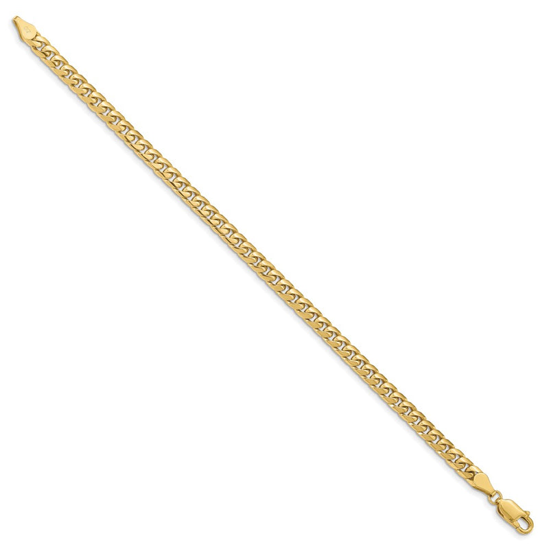 7 Inch 10K Yellow Gold 4.3mm Solid Miami Cuban Chain Bracelet