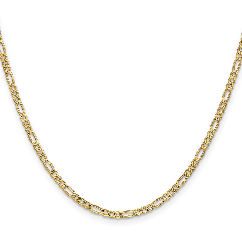 16 Inch 10K Yellow Gold 2.5mm Semi Solid Figaro Chain Necklace