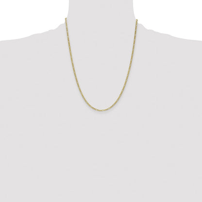 22 Inch 10K Yellow Gold 2.5mm Semi Solid Figaro Chain Necklace