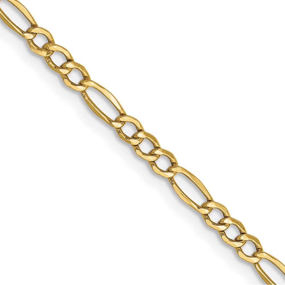 16 Inch 10K Yellow Gold 2.5mm Semi Solid Figaro Chain Necklace