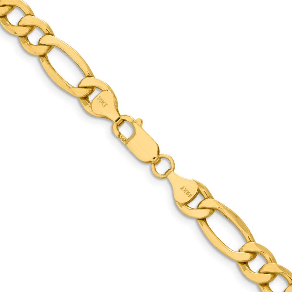 22 Inch 10K Yellow Gold 8.5mm Semi Solid Figaro Chain Necklace