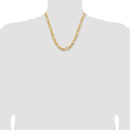 2 Inch 10K Yellow Gold 8.5mm Semi Solid Figaro Chain Necklace