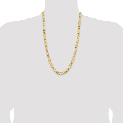 26 Inch 10K Yellow Gold 8.5mm Semi Solid Figaro Chain Necklace
