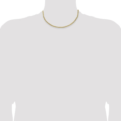 16 Inch 10K Yellow Gold 3.35mm Semi Solid Curb Link Chain Necklace