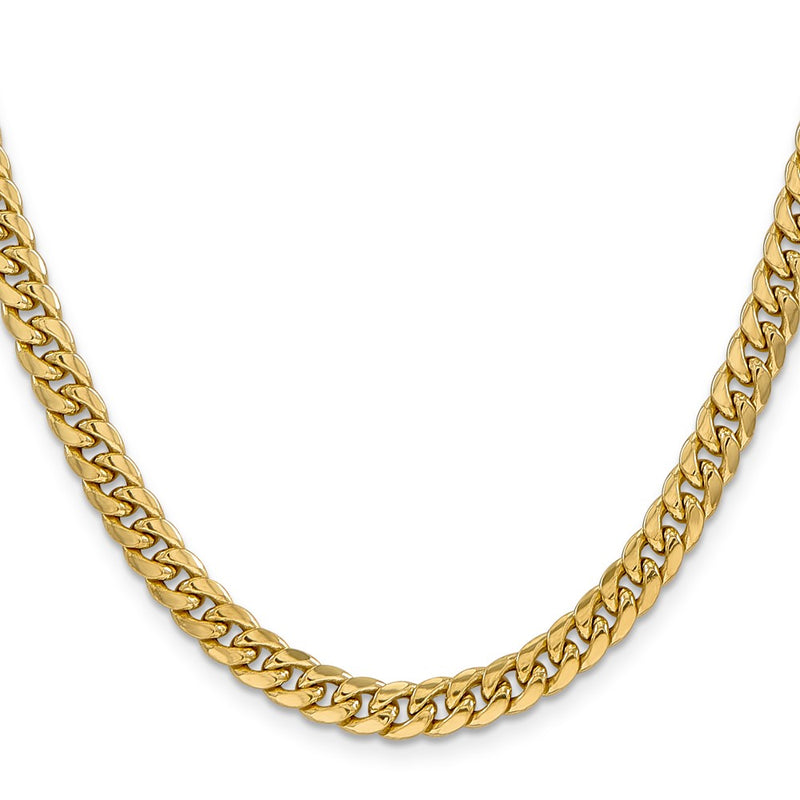 26 Inch 10K Yellow Gold 6mm Semi Solid Miami Cuban Chain Necklace
