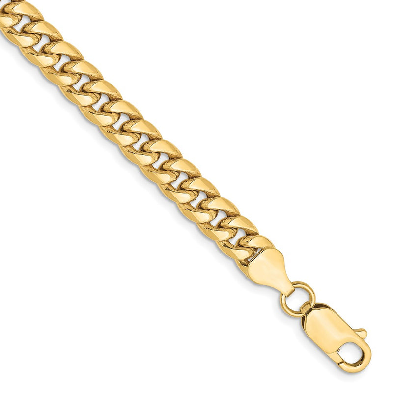 8 Inch 10K Yellow Gold 6mm Semi Solid Miami Cuban Chain Bracelet