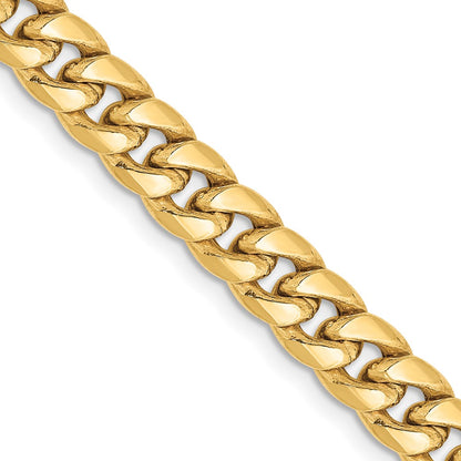 2 Inch 10K Yellow Gold 6mm Semi Solid Miami Cuban Chain Necklace