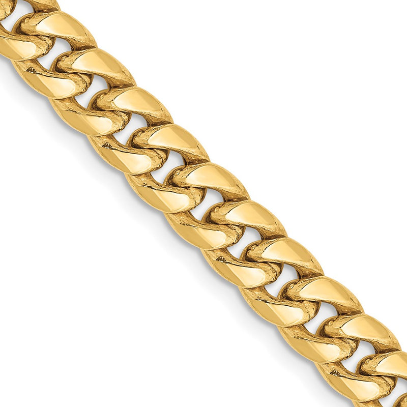 18 Inch 10K Yellow Gold 6mm Semi Solid Miami Cuban Chain Necklace