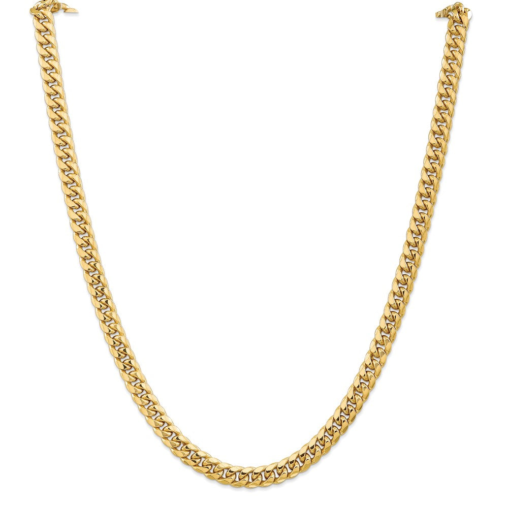26 Inch 10K Yellow Gold 6.75mm Semi Solid Miami Cuban Chain Necklace