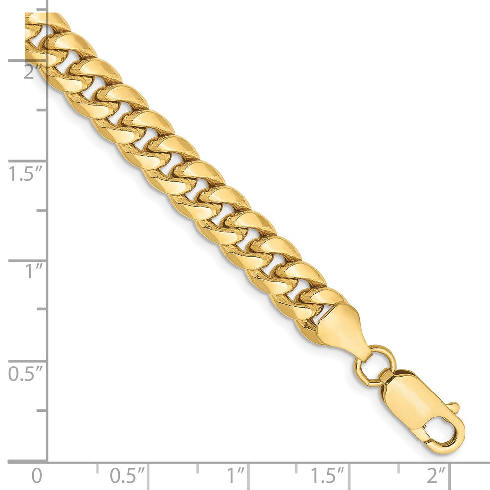 8 Inch 10K Yellow Gold 6.75mm Semi Solid Miami Cuban Chain Bracelet