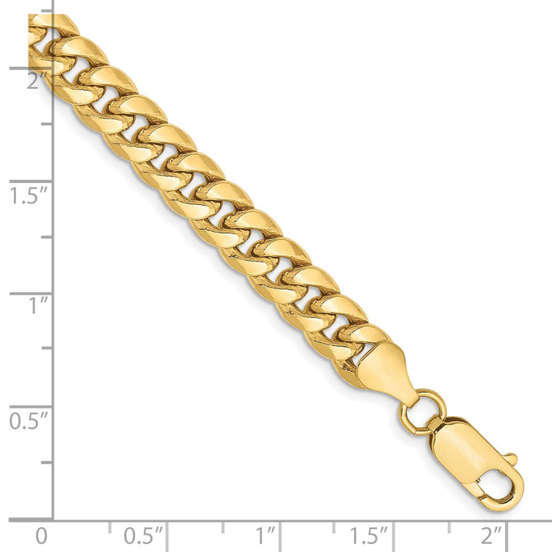 8 Inch 10K Yellow Gold 6.75mm Semi Solid Miami Cuban Chain Bracelet