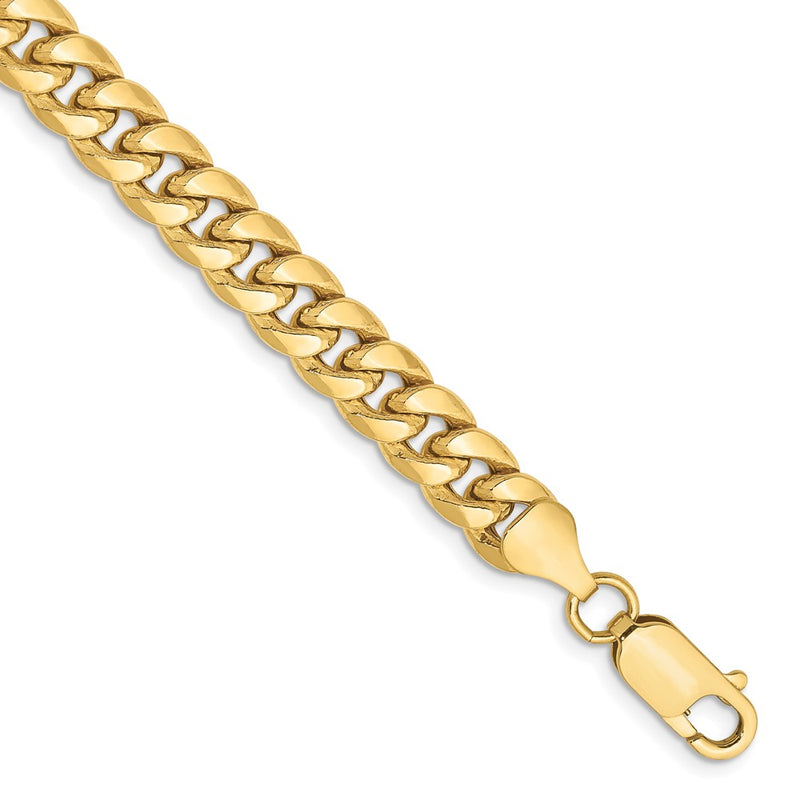 8 Inch 10K Yellow Gold 6.75mm Semi Solid Miami Cuban Chain Bracelet