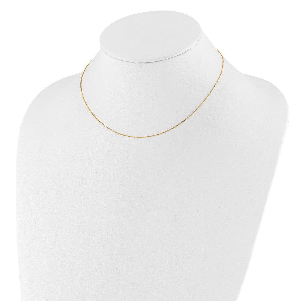 18 Inch 10K Yellow Gold .8mm D/C Round Cable 1In+1In Adjustable Chain Necklace