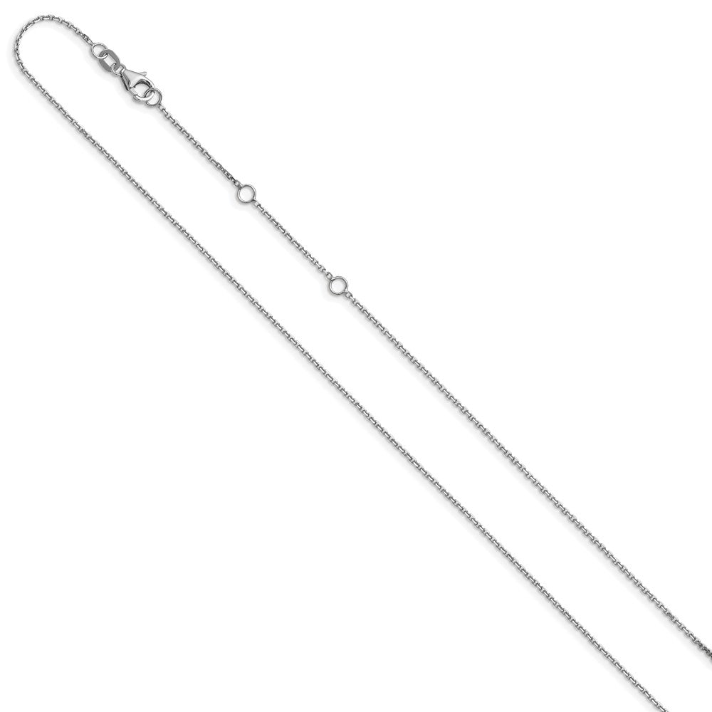 18 Inch 10K White Gold Wg .8mm D/C Round Cable 1In+1In Adjustable Chain Necklace