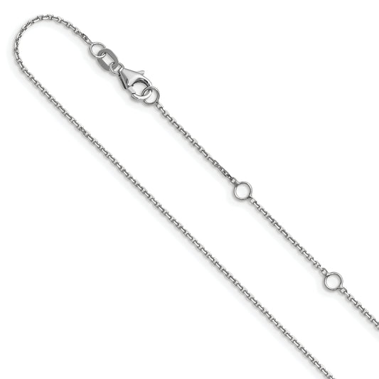 10K White Gold Wg .8mm D/C Round Cable 1In+1In Adjustable Chain