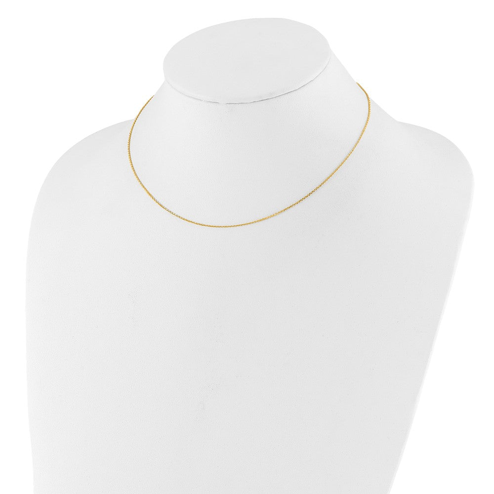 18 Inch 10K Yellow Gold .95mm D/C Round Cable 1In+1In Adjustable Chain Necklace