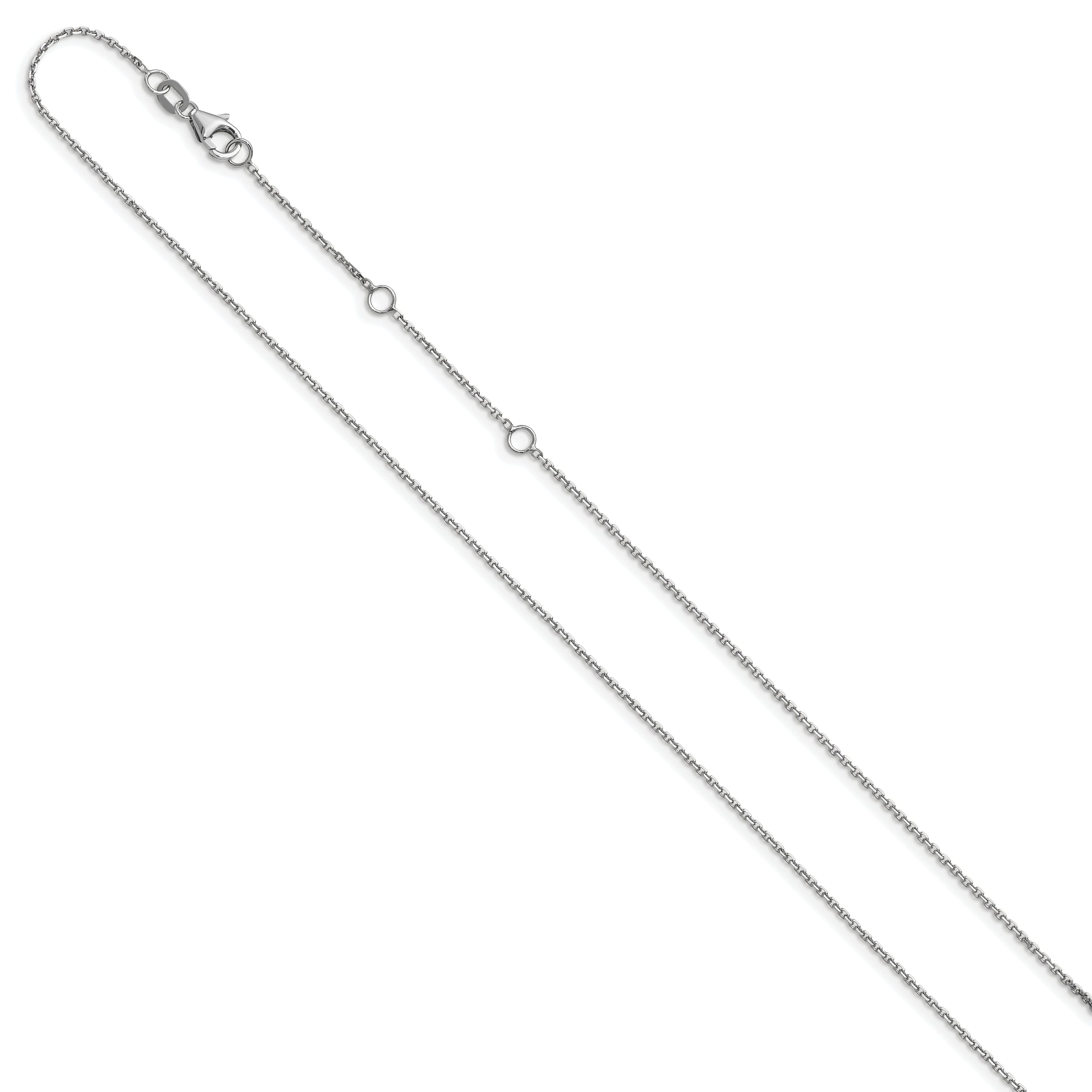 10K White Gold Wg .95mm D/C Round Cable 1In+1In Adjustable Chain