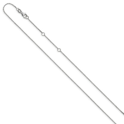 10K White Gold Wg .95mm D/C Round Cable 1In+1In Adjustable Chain