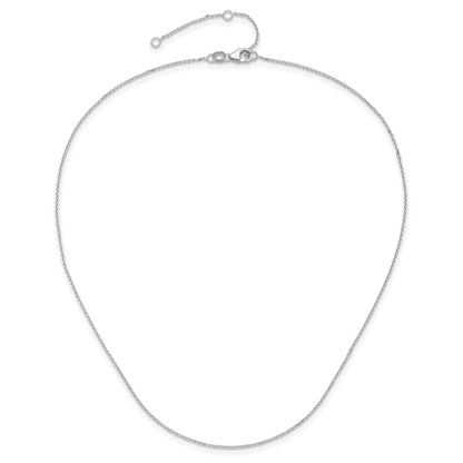 10K White Gold Wg .95mm D/C Round Cable 1In+1In Adjustable Chain