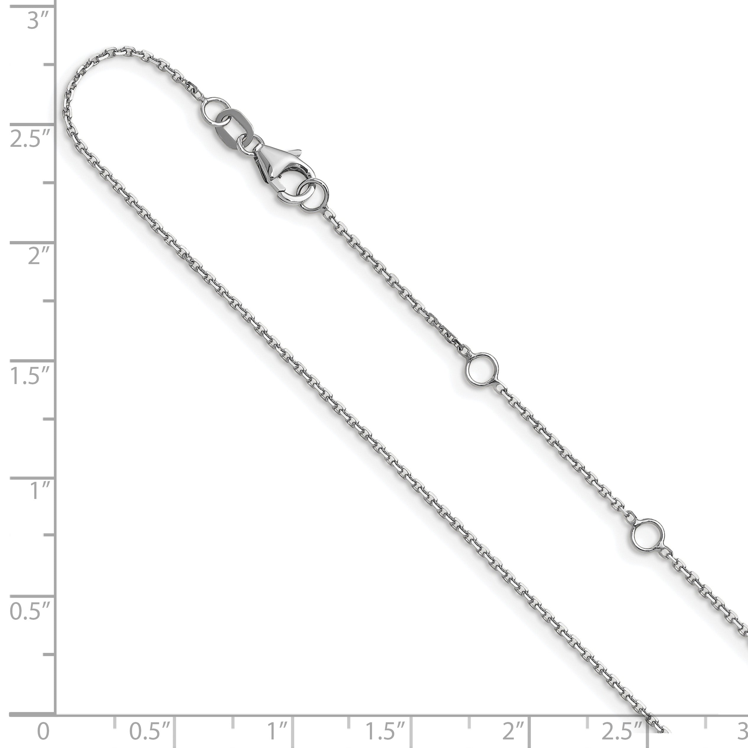 10K White Gold Wg .95mm D/C Round Cable 1In+1In Adjustable Chain