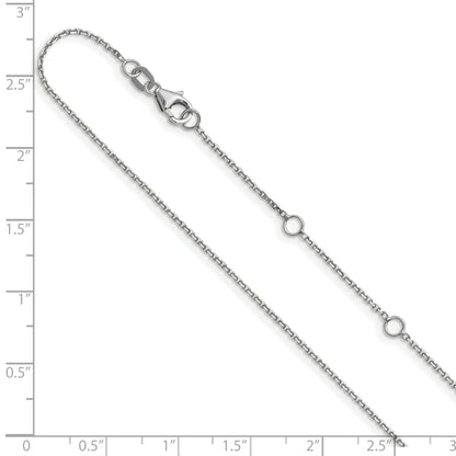 10K White Gold Wg .95mm D/C Round Cable 1In+1In Adjustable Chain