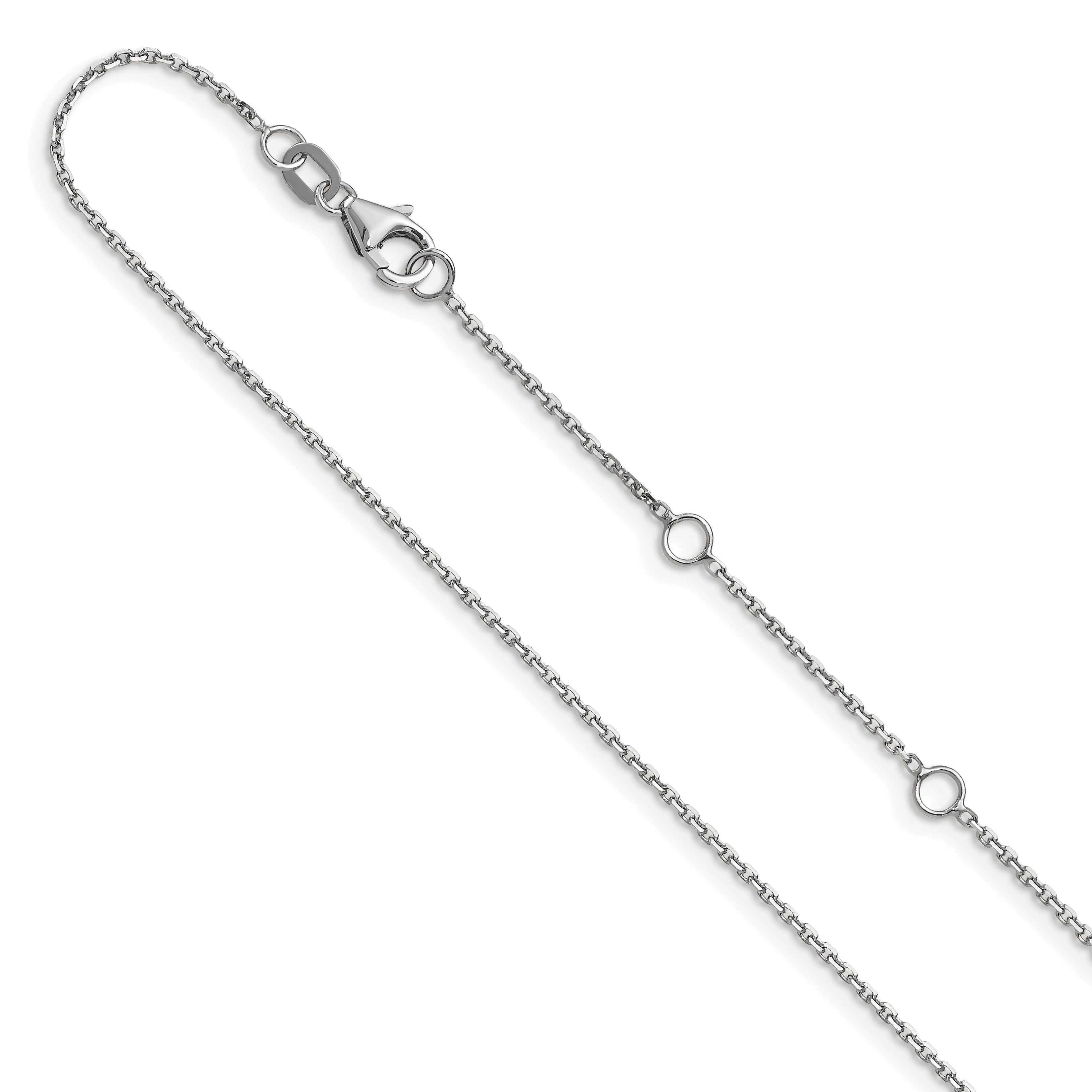 10K White Gold Wg .95mm D/C Round Cable 1In+1In Adjustable Chain