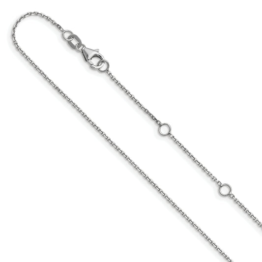 10K White Gold Wg .95mm D/C Round Cable 1In+1In Adjustable Chain