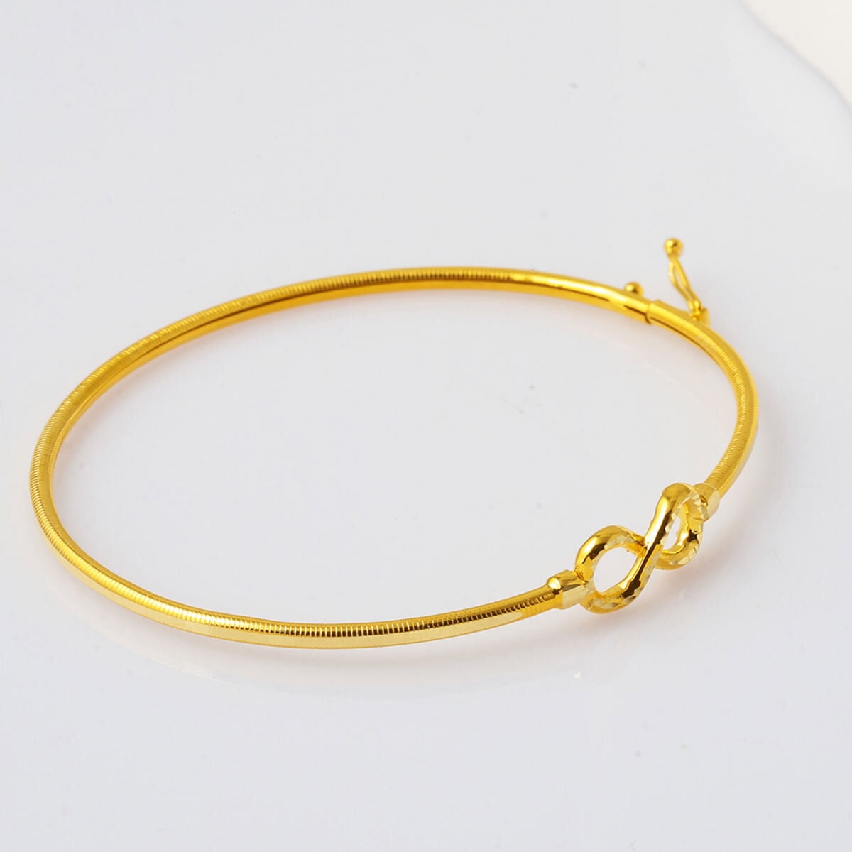 14K Yellow Gold Infinity Ajda Hinged Cuff Bangle