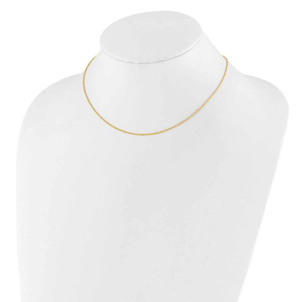18 Inch 10K Yellow Gold 1.25mm Singapore 1In+1In Adjustable Chain Necklace