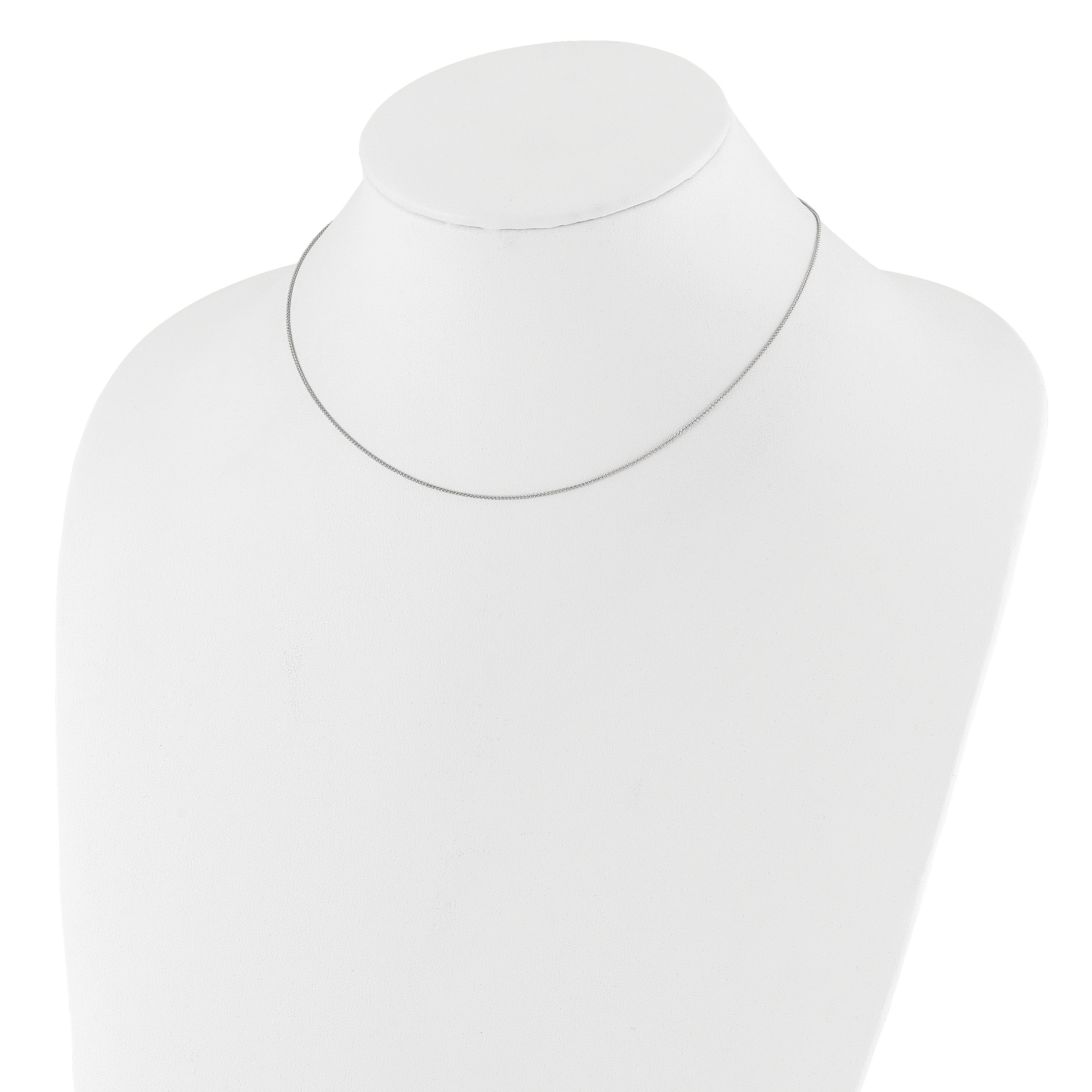 10K White Gold .8mm Baby Spiga 1In+1In Adjustable Chain
