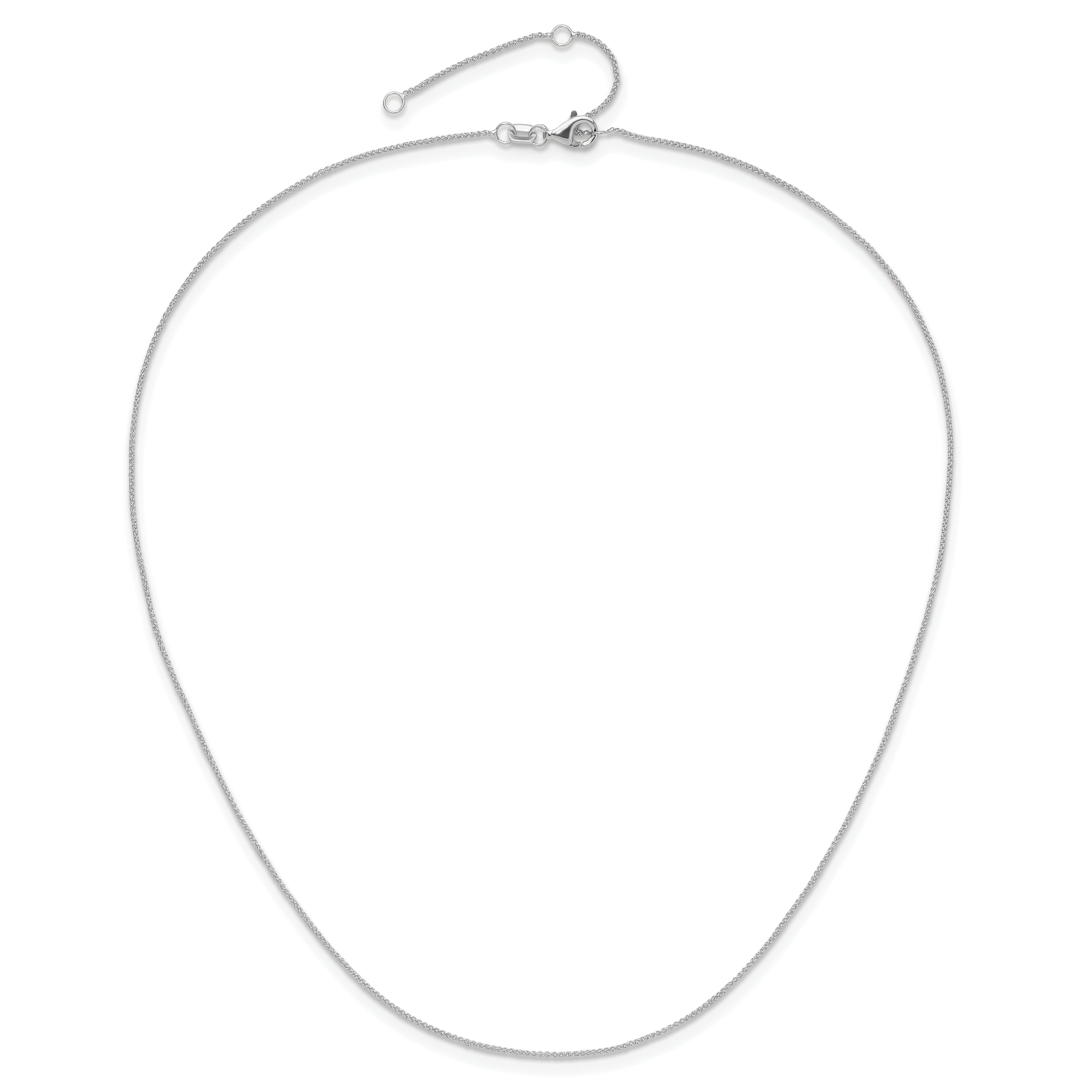 10K White Gold .8mm Baby Spiga 1In+1In Adjustable Chain