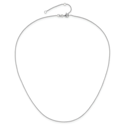 10K White Gold .8mm Baby Spiga 1In+1In Adjustable Chain