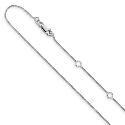 10K White Gold .8mm Baby Spiga 1In+1In Adjustable Chain