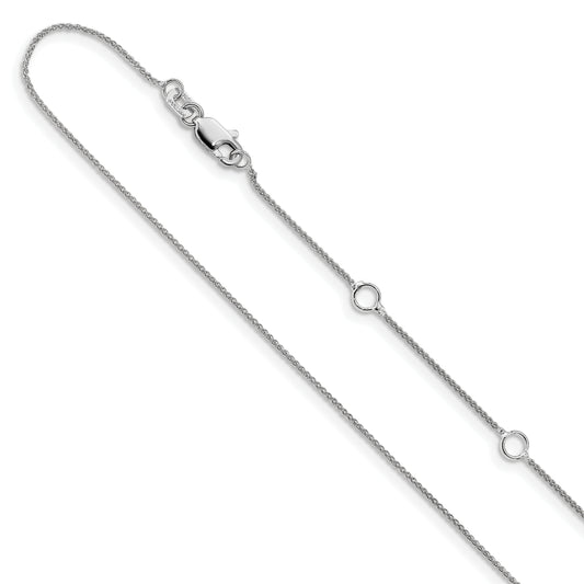10K White Gold .8mm Baby Spiga 1In+1In Adjustable Chain