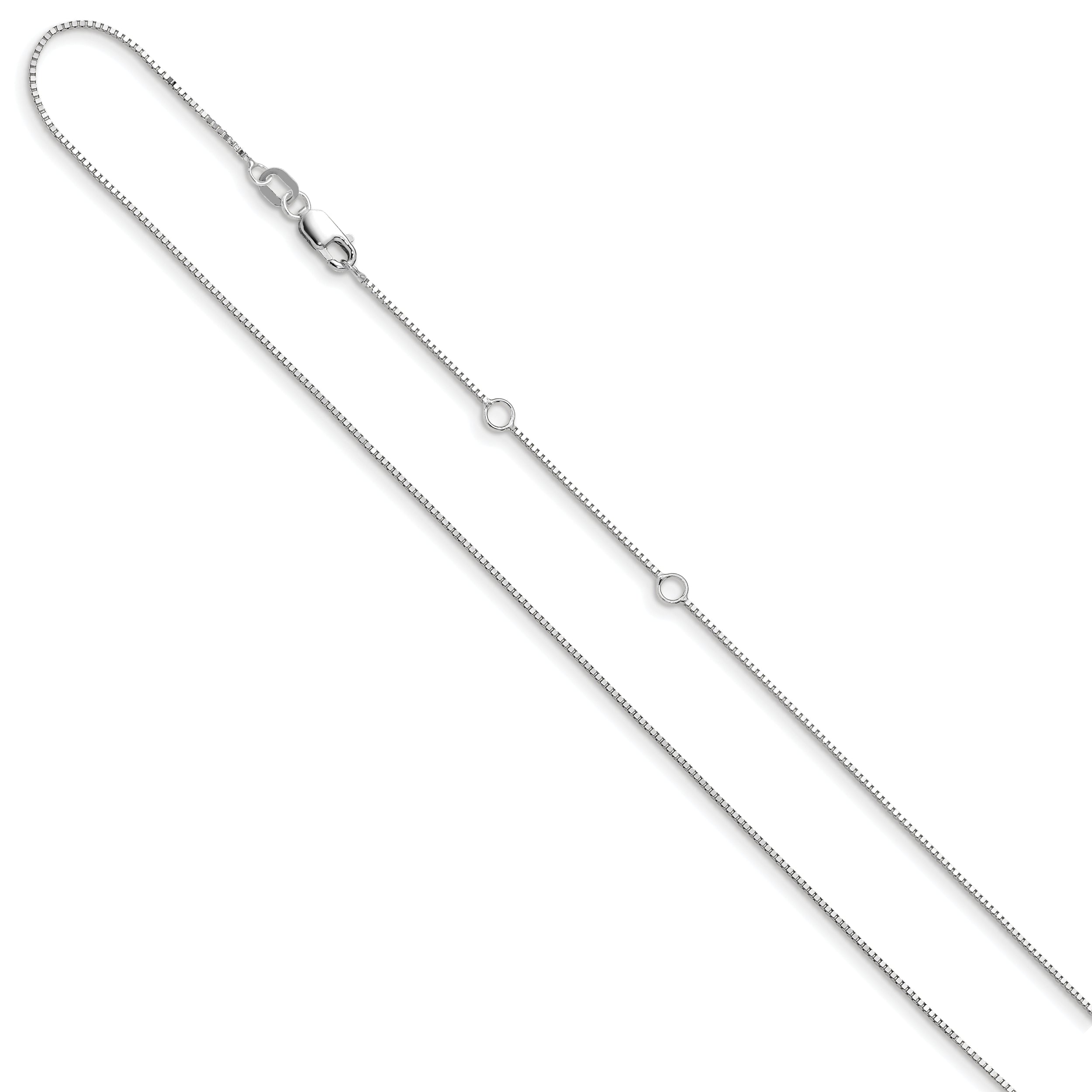 10K White Gold .7mm Box 1In+1In Adjustable Chain