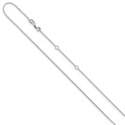 10K White Gold .7mm Box 1In+1In Adjustable Chain