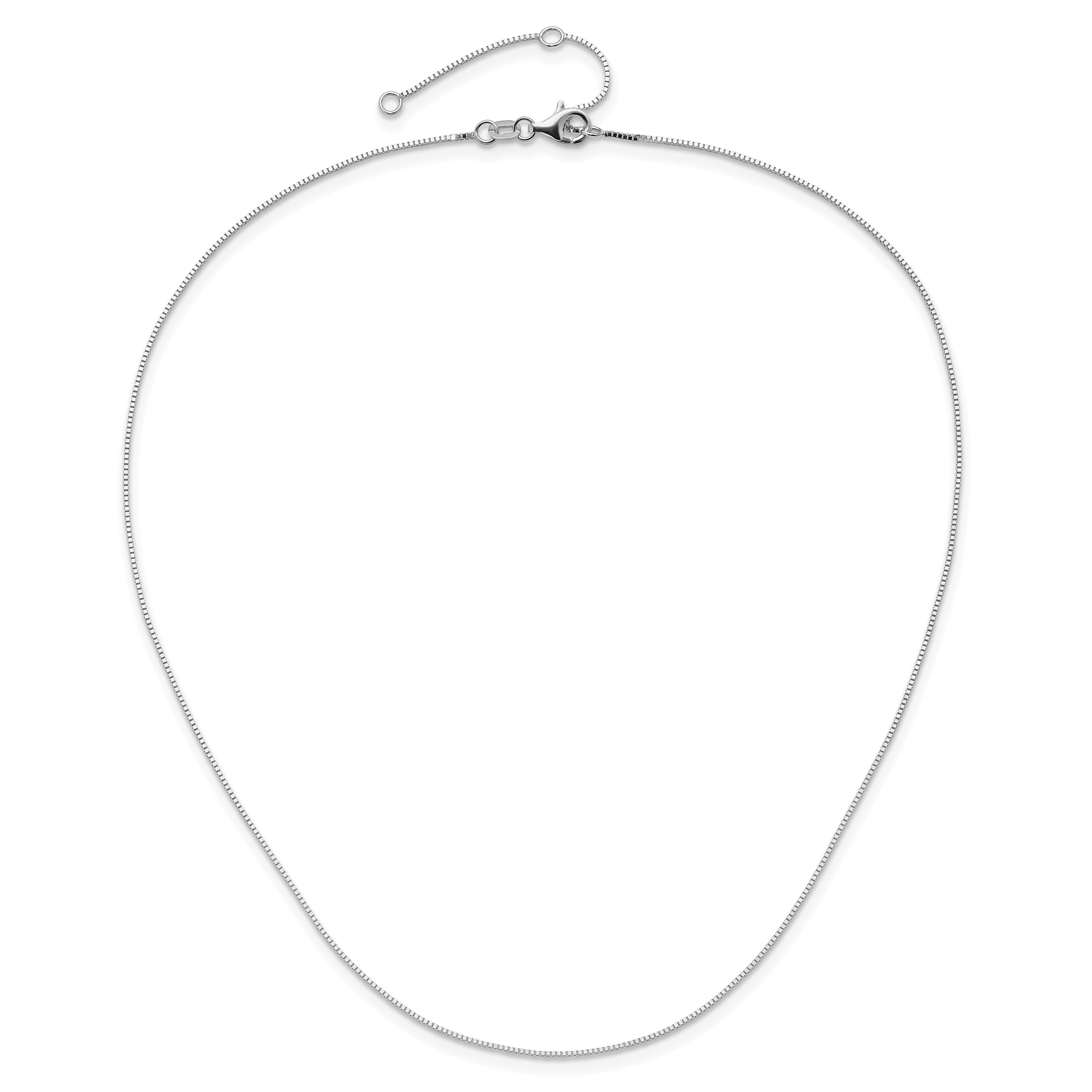 10K White Gold .7mm Box 1In+1In Adjustable Chain