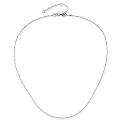 10K White Gold .7mm Box 1In+1In Adjustable Chain