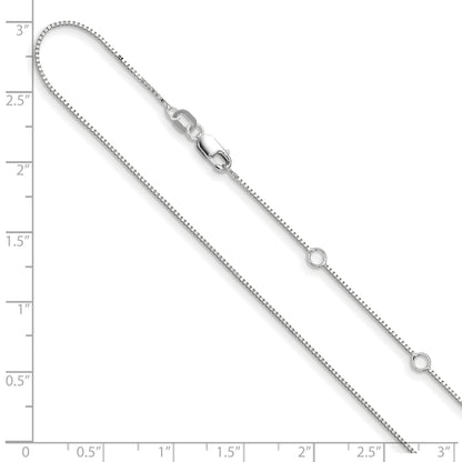 10K White Gold .7mm Box 1In+1In Adjustable Chain