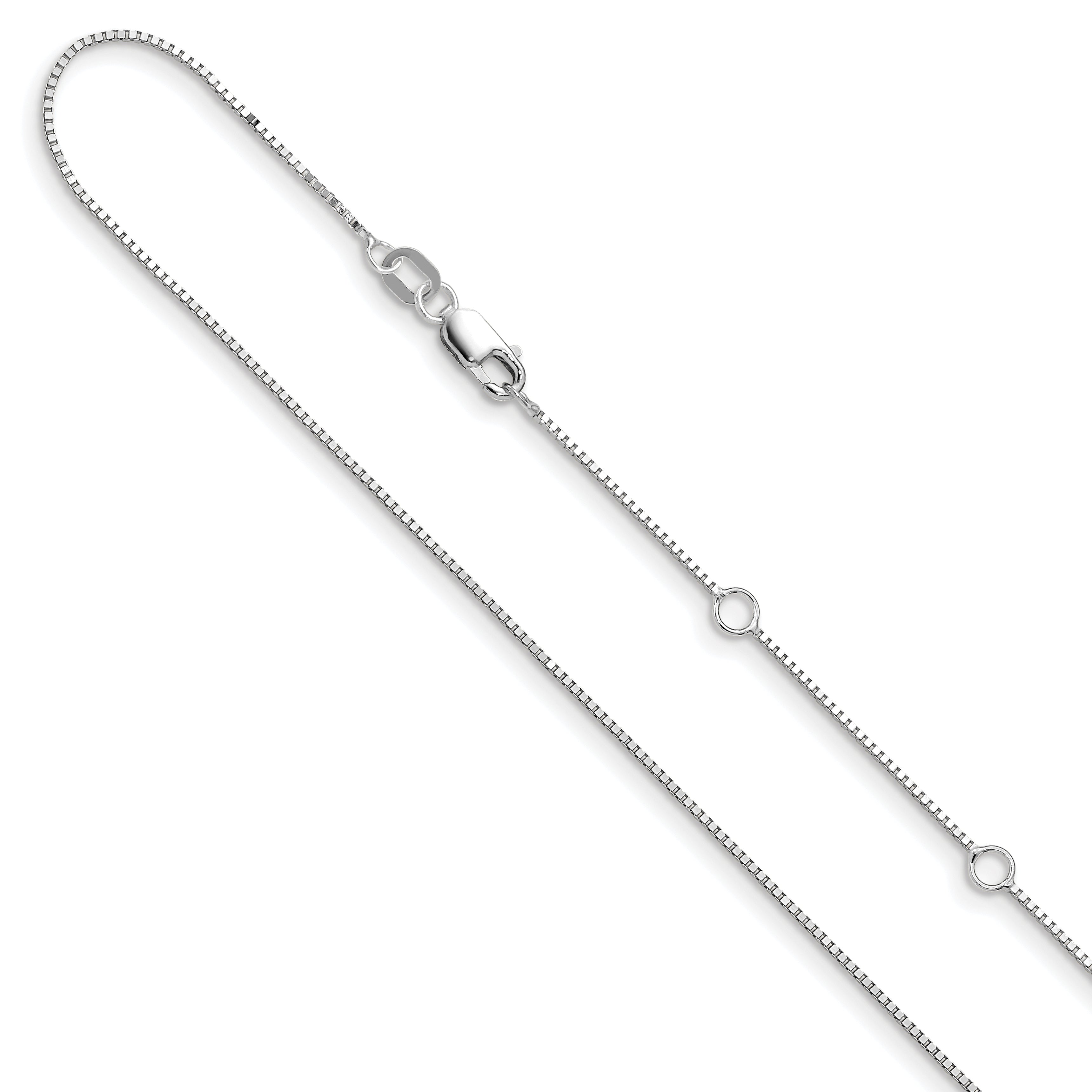 10K White Gold .7mm Box 1In+1In Adjustable Chain