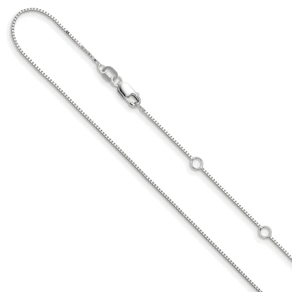 10K White Gold .7mm Box 1In+1In Adjustable Chain