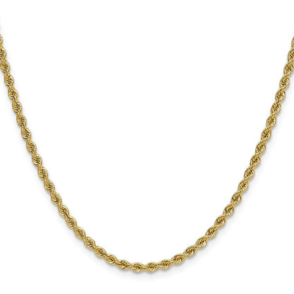 18 Inch 10K Yellow Gold 2.75mm Solid Regular Rope Chain Necklace