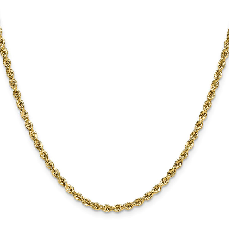 18 Inch 10K Yellow Gold 2.75mm Solid Regular Rope Chain Necklace