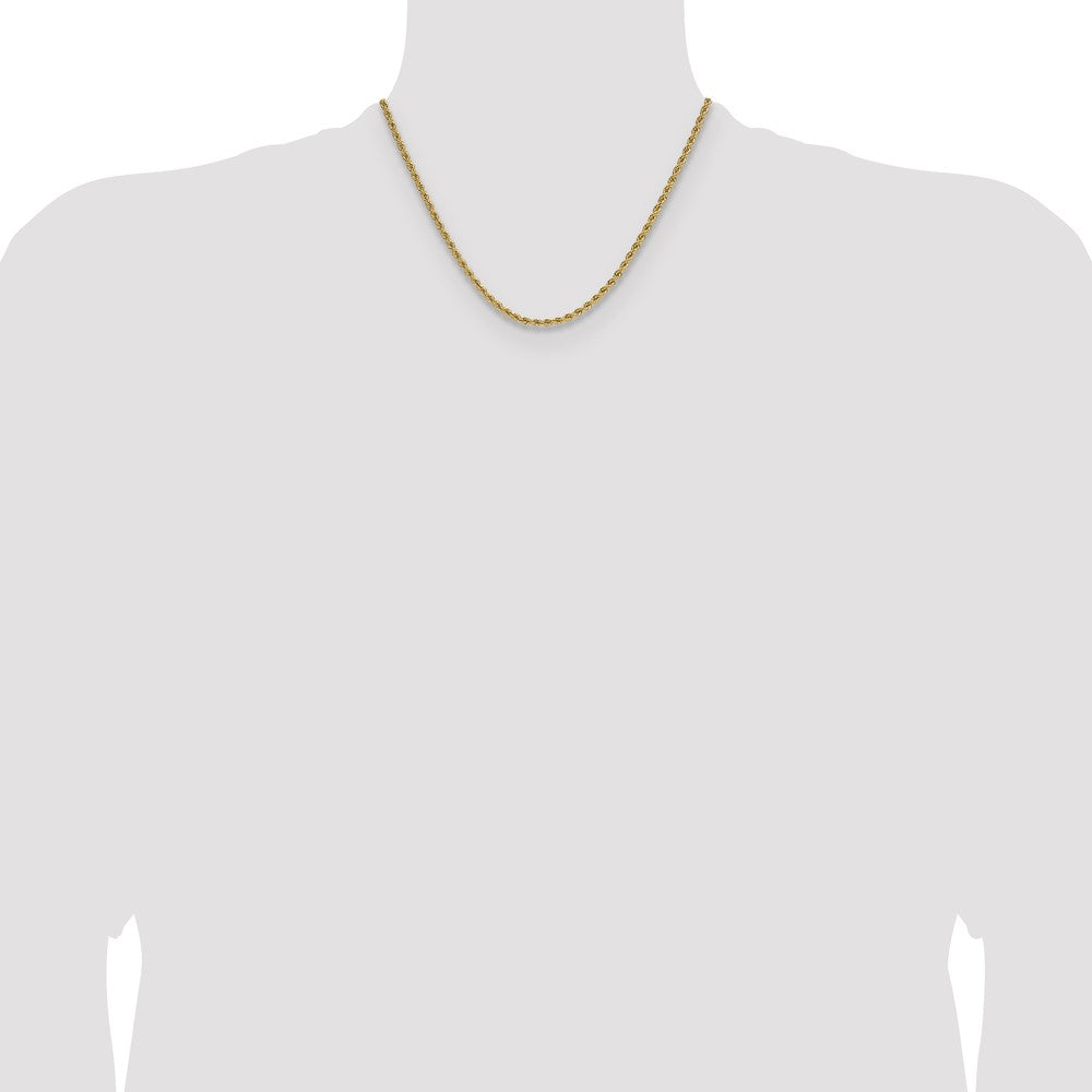 18 Inch 10K Yellow Gold 2.75mm Solid Regular Rope Chain Necklace