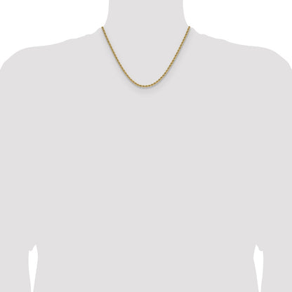 18 Inch 10K Yellow Gold 2.75mm Solid Regular Rope Chain Necklace