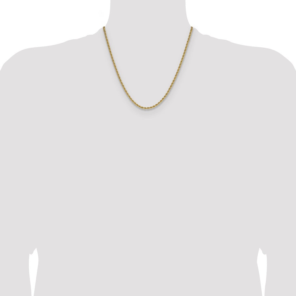 2 Inch 10K Yellow Gold 2.75mm Solid Regular Rope Chain Necklace