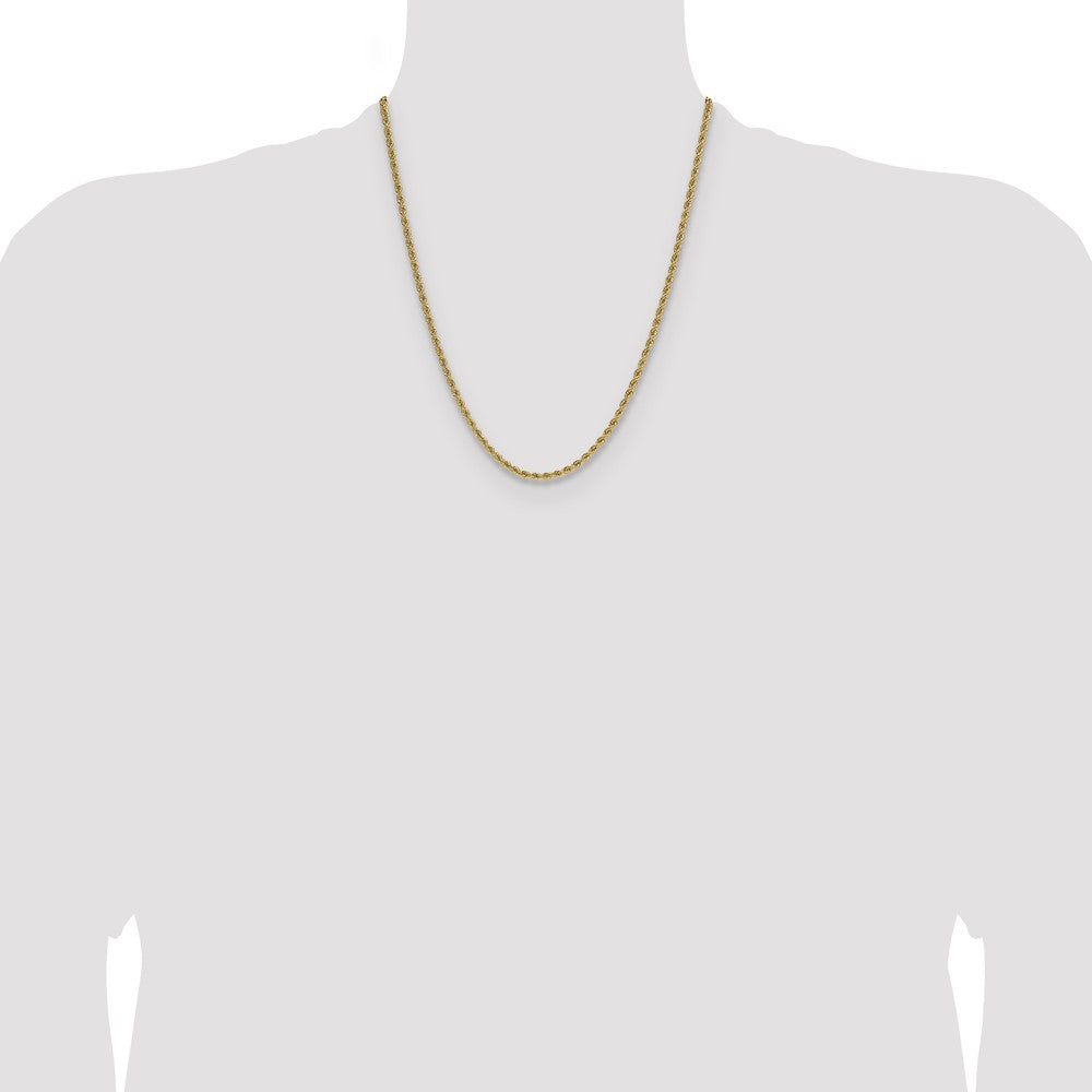 22 Inch 10K Yellow Gold 2.75mm Solid Regular Rope Chain Necklace