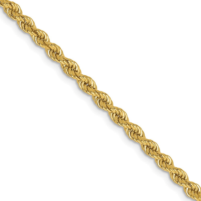 22 Inch 10K Yellow Gold 2.75mm Solid Regular Rope Chain Necklace